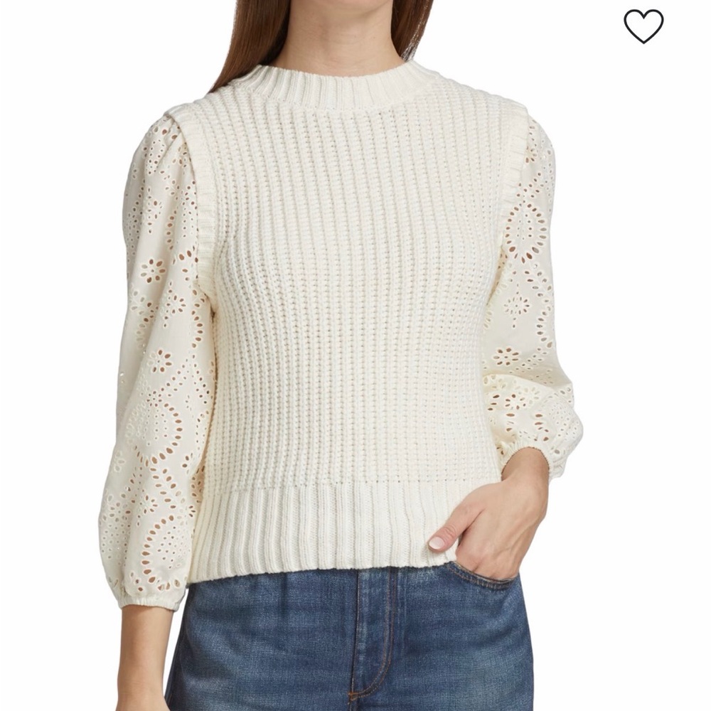 🐑🦢Rails Dahlia Lace Eyelet Combo Sweater/Vest size small ivory
